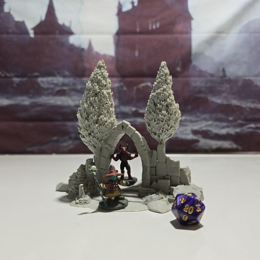 Forest Gateway Set: Fantasy Ruined Archway 28MM Tabletop Terrain, Model Railroading, Gaming