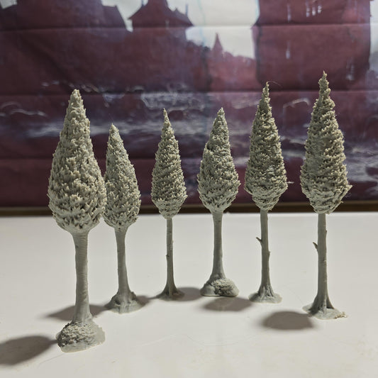 Sentinel Pines Set of 6 Medieval Forest Trees 28MM Tabletop Terrain, Model Railroading, Gaming