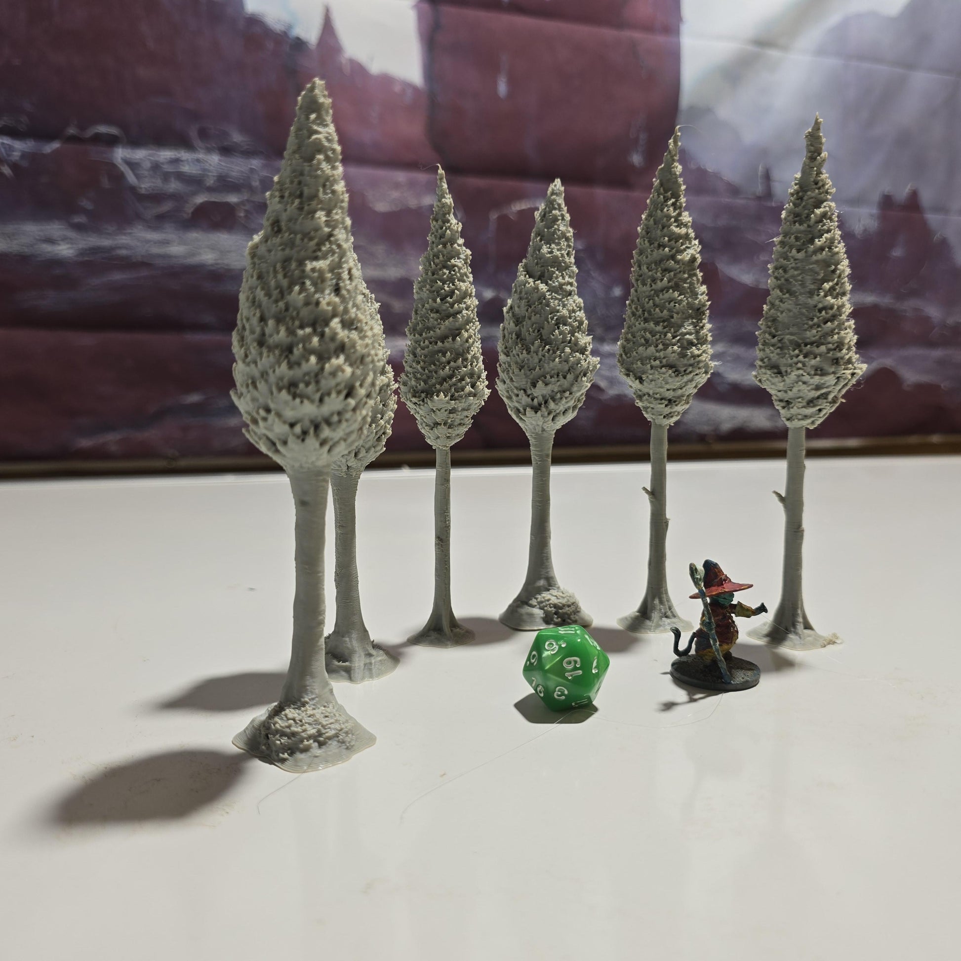 Sentinel Pines Set of 6 Medieval Forest Trees 28MM Tabletop Terrain, Model Railroading, Gaming