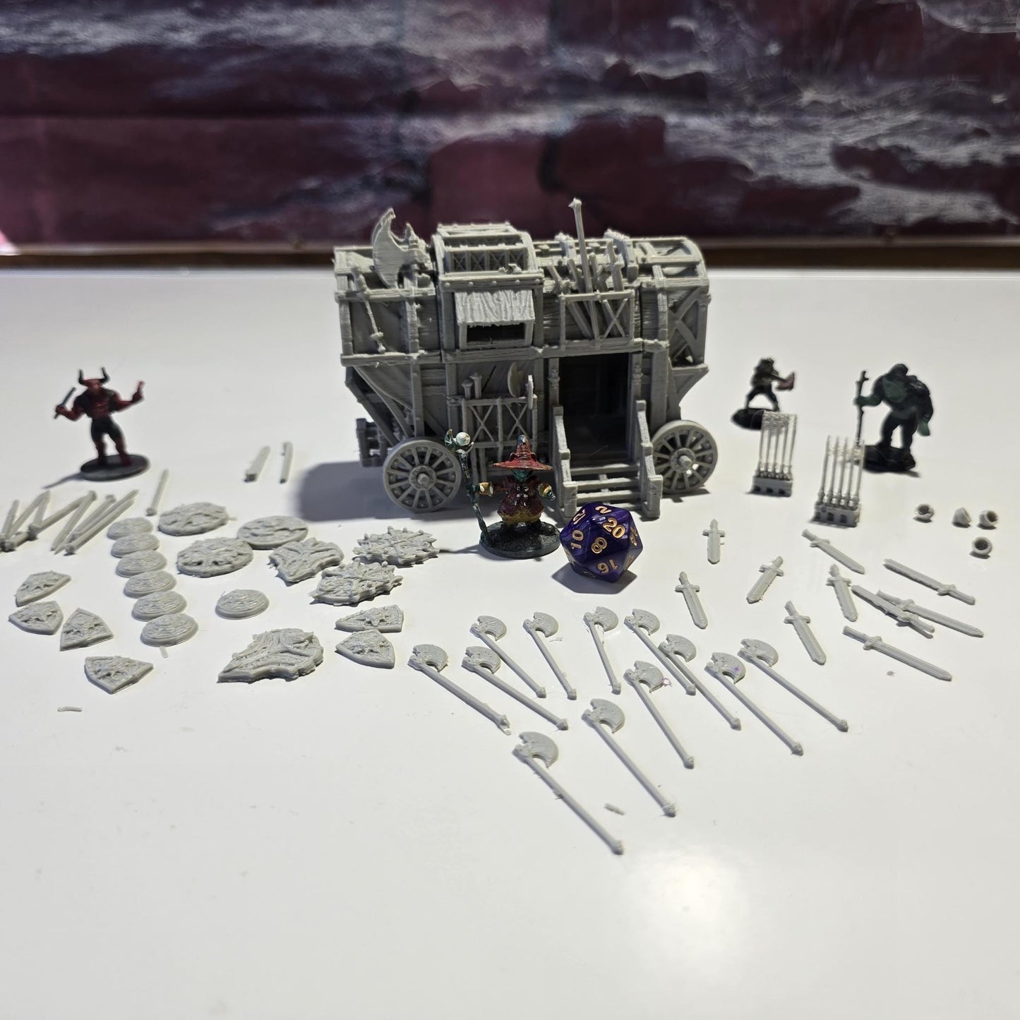 Guardia Weapons Wagon: Medieval Armored Supply Cart 28MM Tabletop Terrain, Model Railroading, Gaming