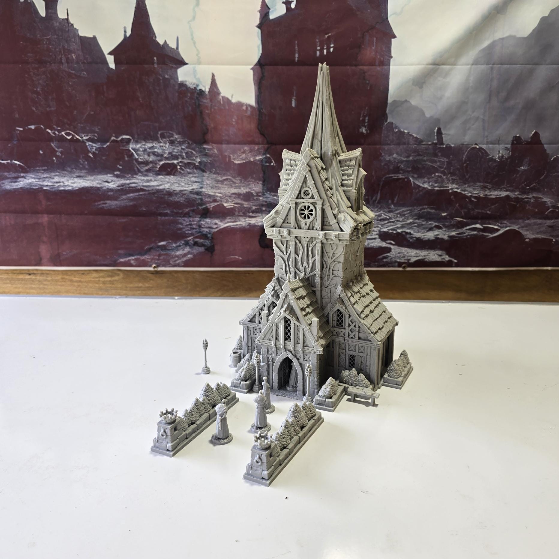 Elderwood Chapel: Gothic Fantasy Temple Tower 28MM Tabletop Terrain, Model Railroading, Gaming