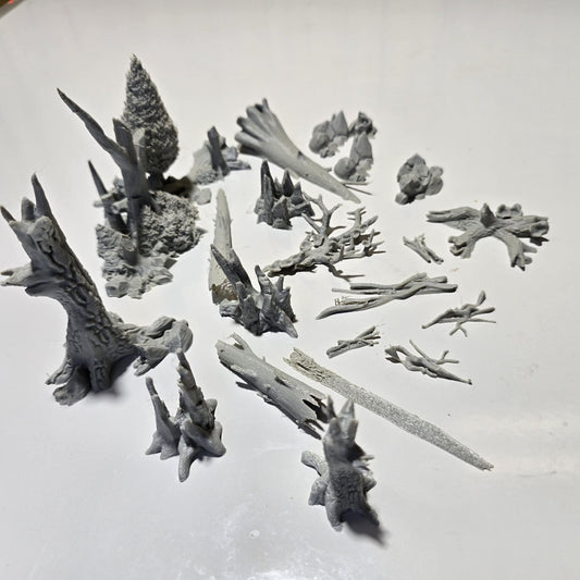 Fallen Woodland Terrain: 28MM Tabletop Scatter, Unassembled Stumps & Roots