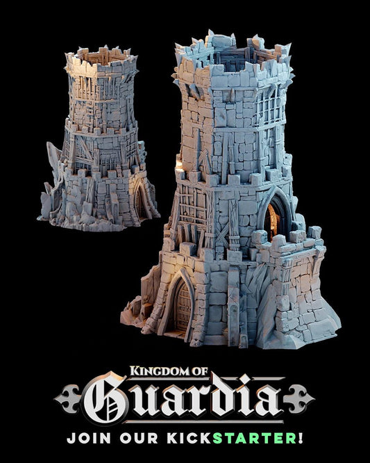 Outpost Tower: Medieval Watchtower Terrain Standard Tabletop Terrain, Gaming