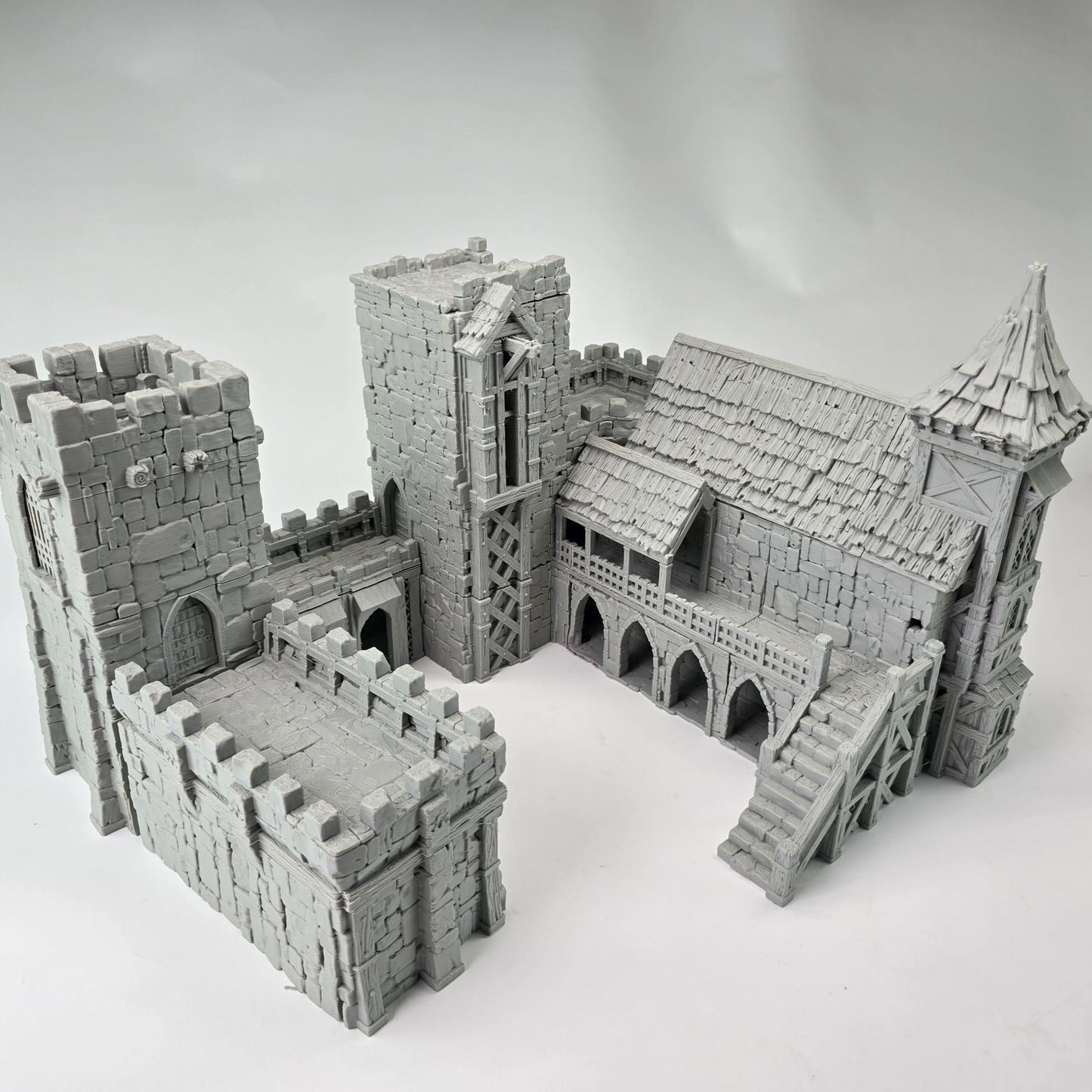 Barracks & Bell Tower: Fortress Garrison Complex 28MM Tabletop Terrain, Guardia Inner Bailey