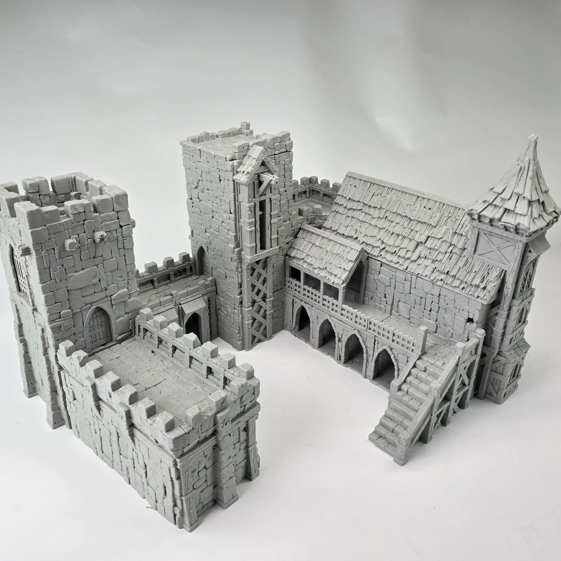 Barracks & Bell Tower: Fortress Garrison Complex 28MM Tabletop Terrain, Guardia Inner Bailey