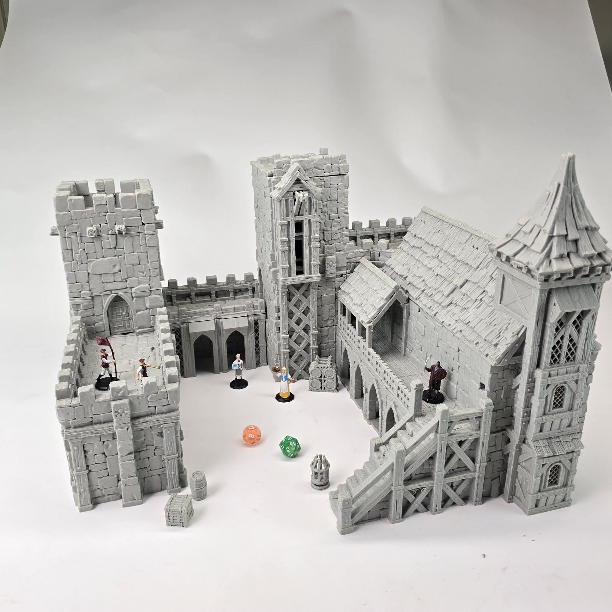 Barracks & Bell Tower: Fortress Garrison Complex 28MM Tabletop Terrain, Guardia Inner Bailey