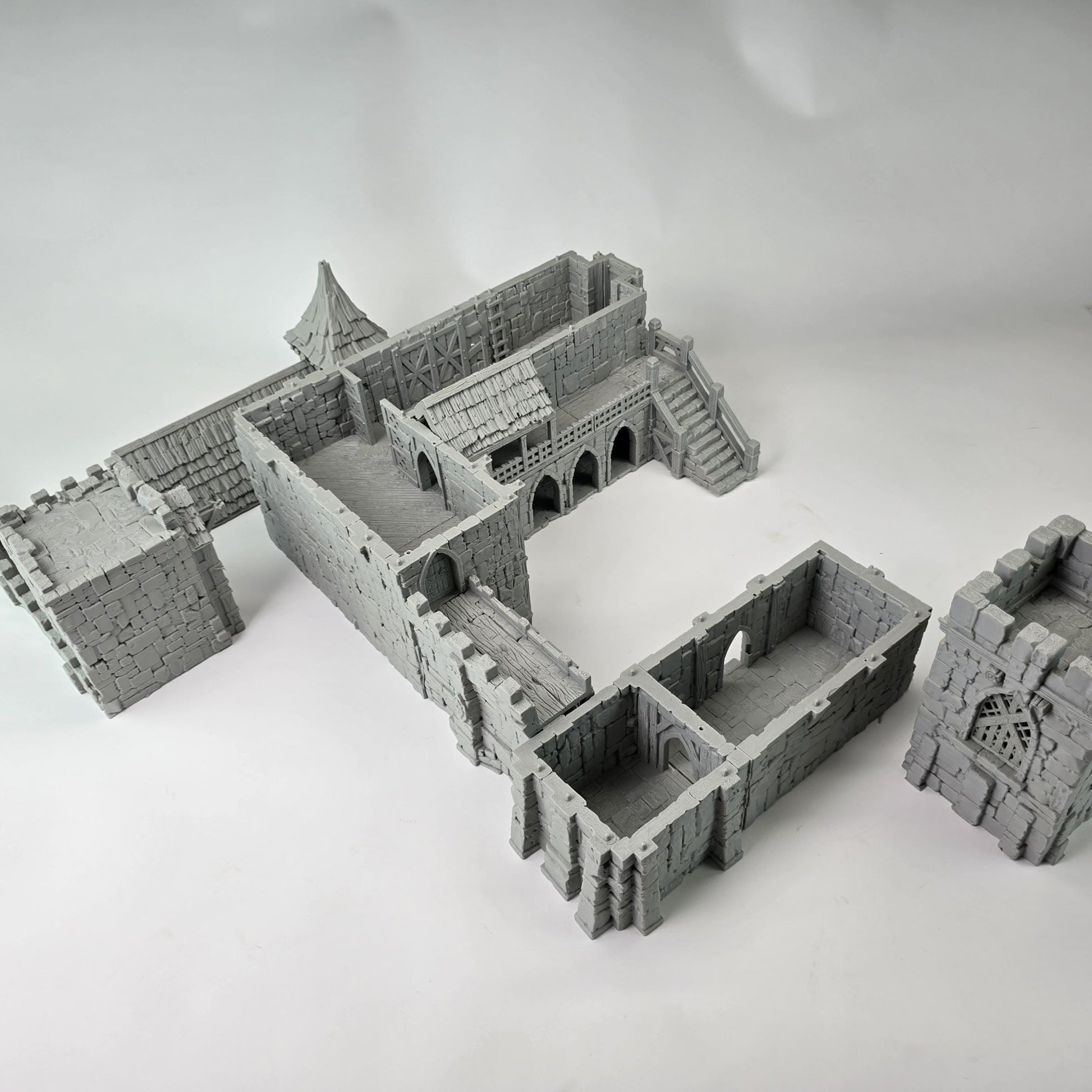 Barracks & Bell Tower: Fortress Garrison Complex 28MM Tabletop Terrain, Guardia Inner Bailey