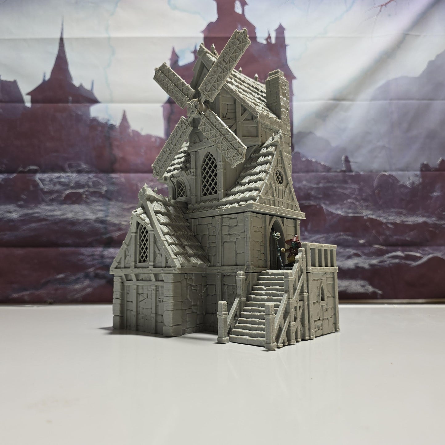 The Silent Mill: Medieval Windmill Tower 28MM Tabletop Terrain, Model Railroading, Gaming