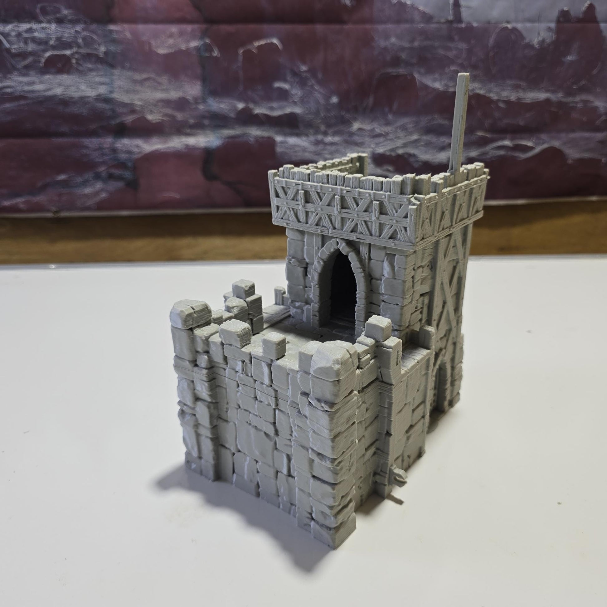 Defensive Post: Medieval Fortress Outpost Tower Terrain Standard Tabletop Terrain, Gaming