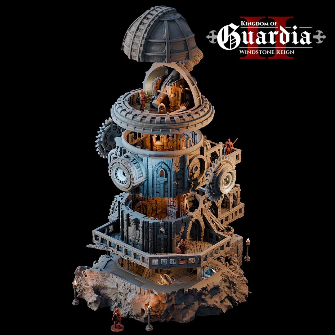 Observatory: Medieval Fantasy Observatory Tower Terrain Standard Tabletop Terrain, Gaming