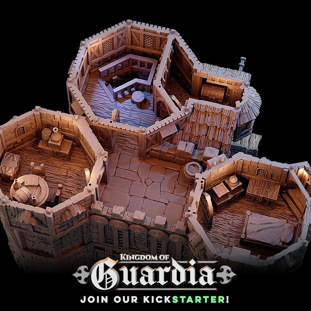 Merchant Gatehouse: Medieval Fantasy Fortress Gate Terrain Standard Tabletop Terrain, Gaming