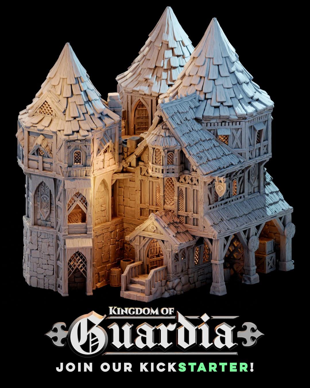 Merchant Gatehouse: Medieval Fantasy Fortress Gate Terrain Standard Tabletop Terrain, Gaming