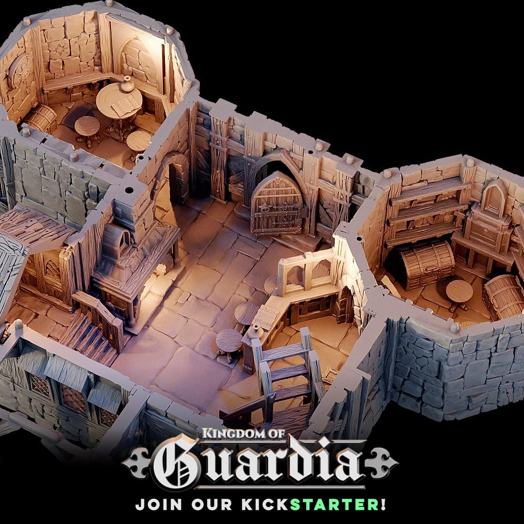 Merchant Gatehouse: Medieval Fantasy Fortress Gate Terrain Standard Tabletop Terrain, Gaming