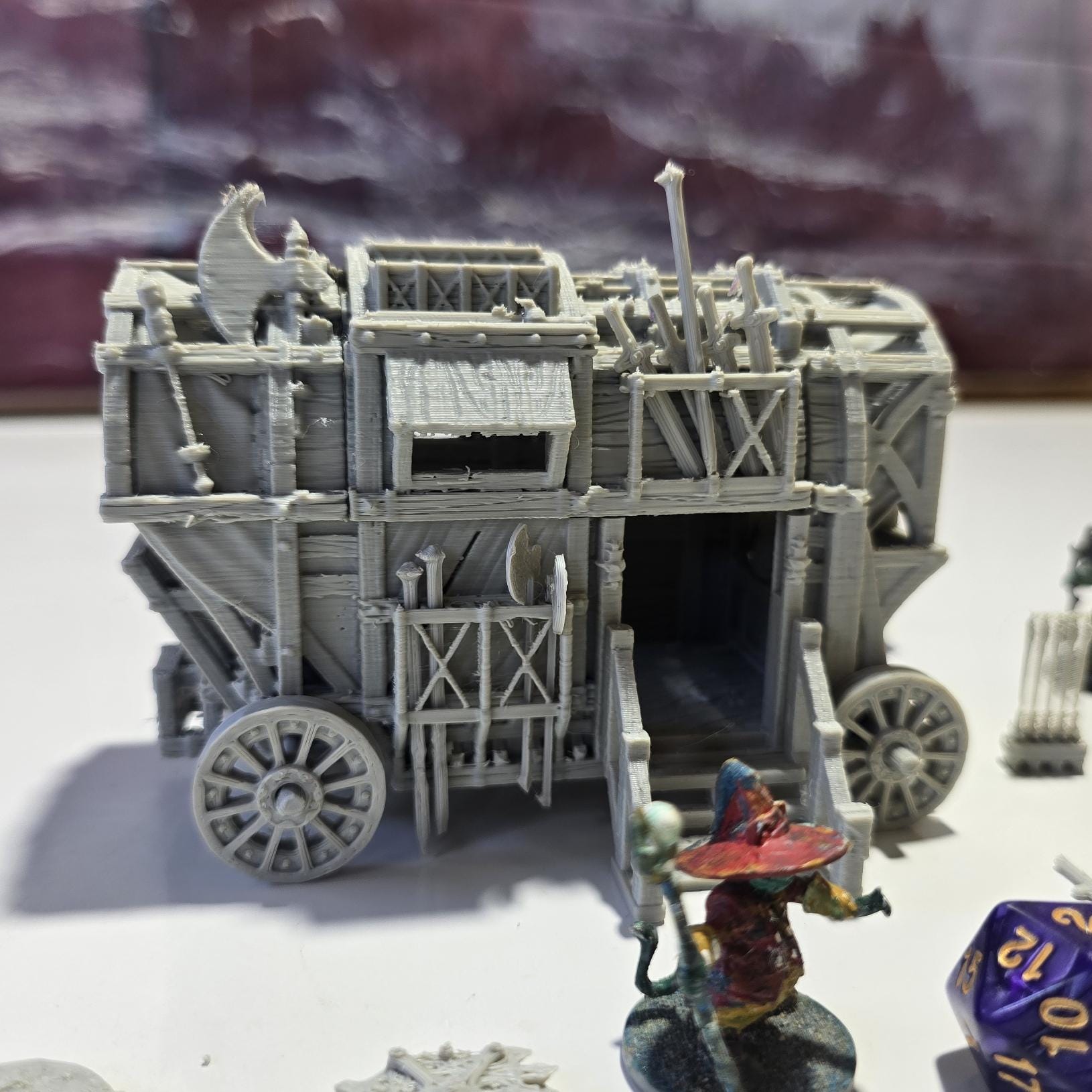Guardia Weapons Wagon: Medieval Armored Supply Cart 28MM Tabletop Terrain, Model Railroading, Gaming