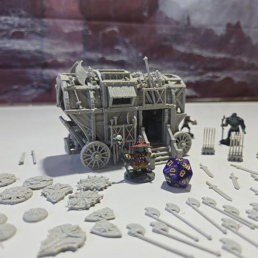 Guardia Weapons Wagon: Medieval Armored Supply Cart 28MM Tabletop Terrain, Model Railroading, Gaming