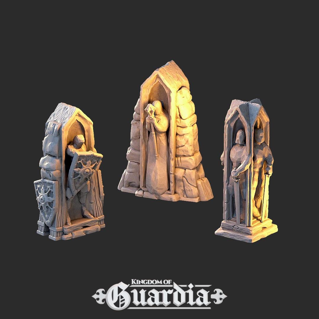 Shrine Set and Stone Portal: Medieval Fantasy Archway Terrain Standard Tabletop Terrain, Gaming, Kingdom of Guardia