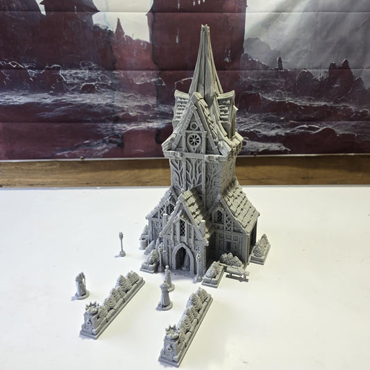 Elderwood Chapel: Gothic Fantasy Temple Tower 28MM Tabletop Terrain, Model Railroading, Gaming