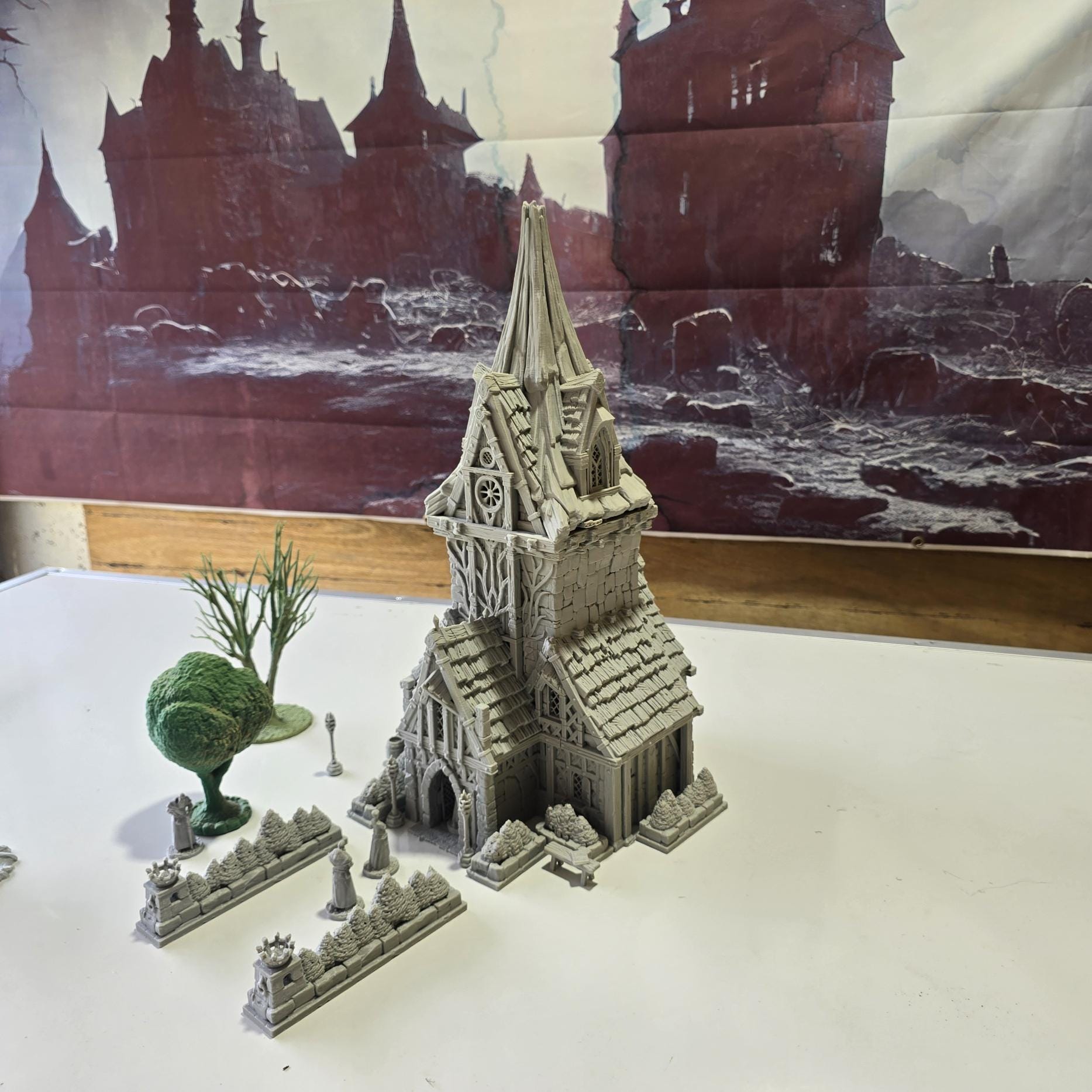 Elderwood Chapel: Gothic Fantasy Temple Tower 28MM Tabletop Terrain, Model Railroading, Gaming