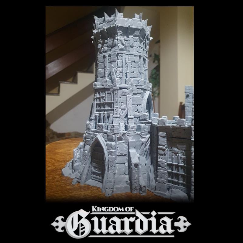 Outpost Tower: Medieval Watchtower Terrain Standard Tabletop Terrain, Gaming