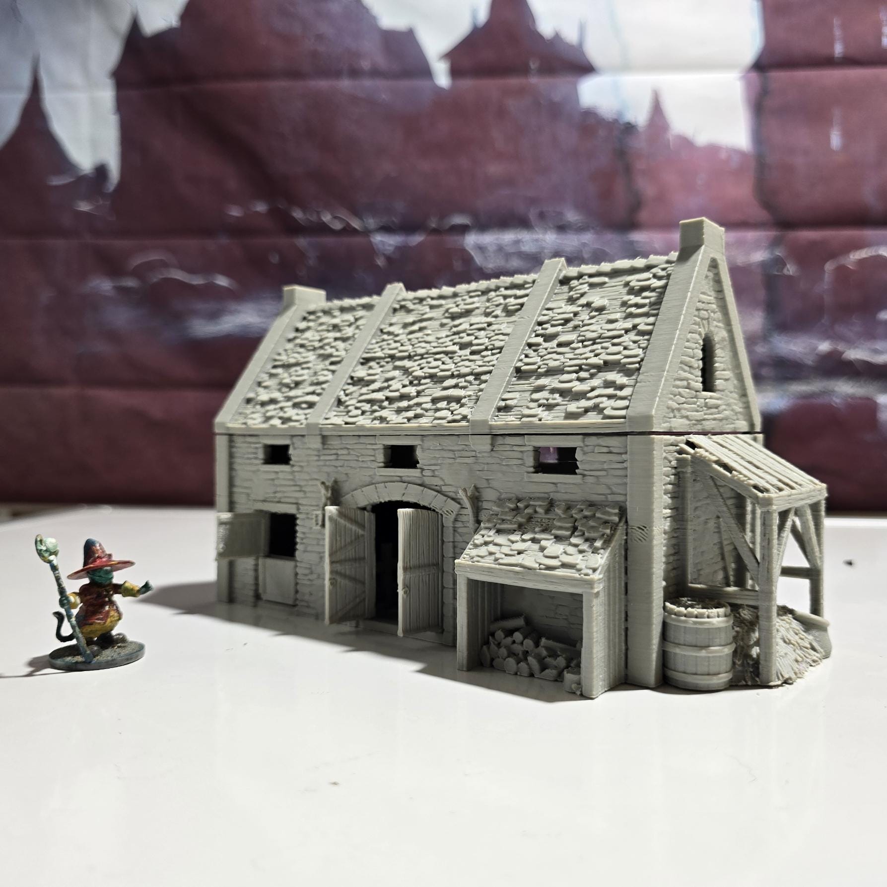 28mm Colonial Cattle Shed | 3D Printed Barn Terrain for Tabletop Games & Dioramas | Unpainted Farm Building