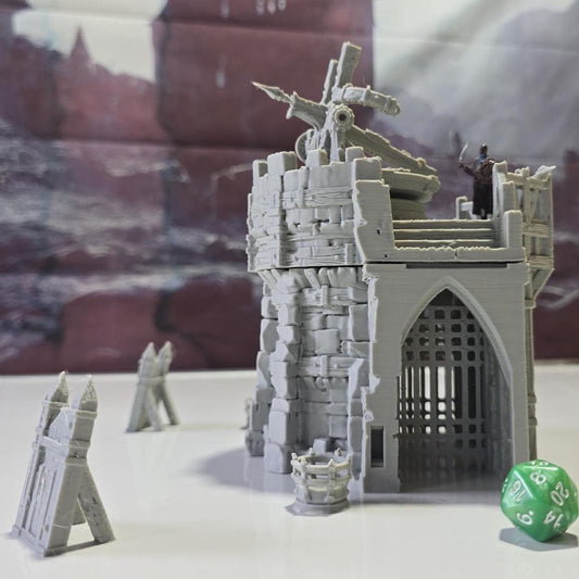 Defensive Ballista Tower: Medieval Fortress Siege Tower Terrain Standard Tabletop Terrain, Gaming