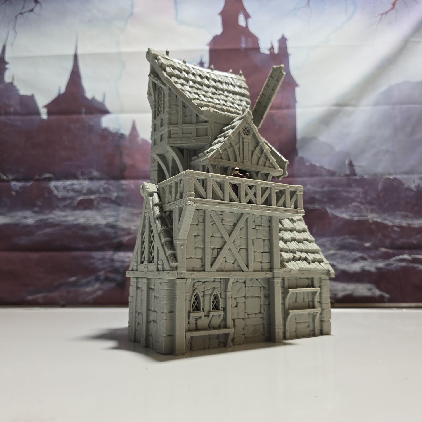The Silent Mill: Medieval Windmill Tower 28MM Tabletop Terrain, Model Railroading, Gaming