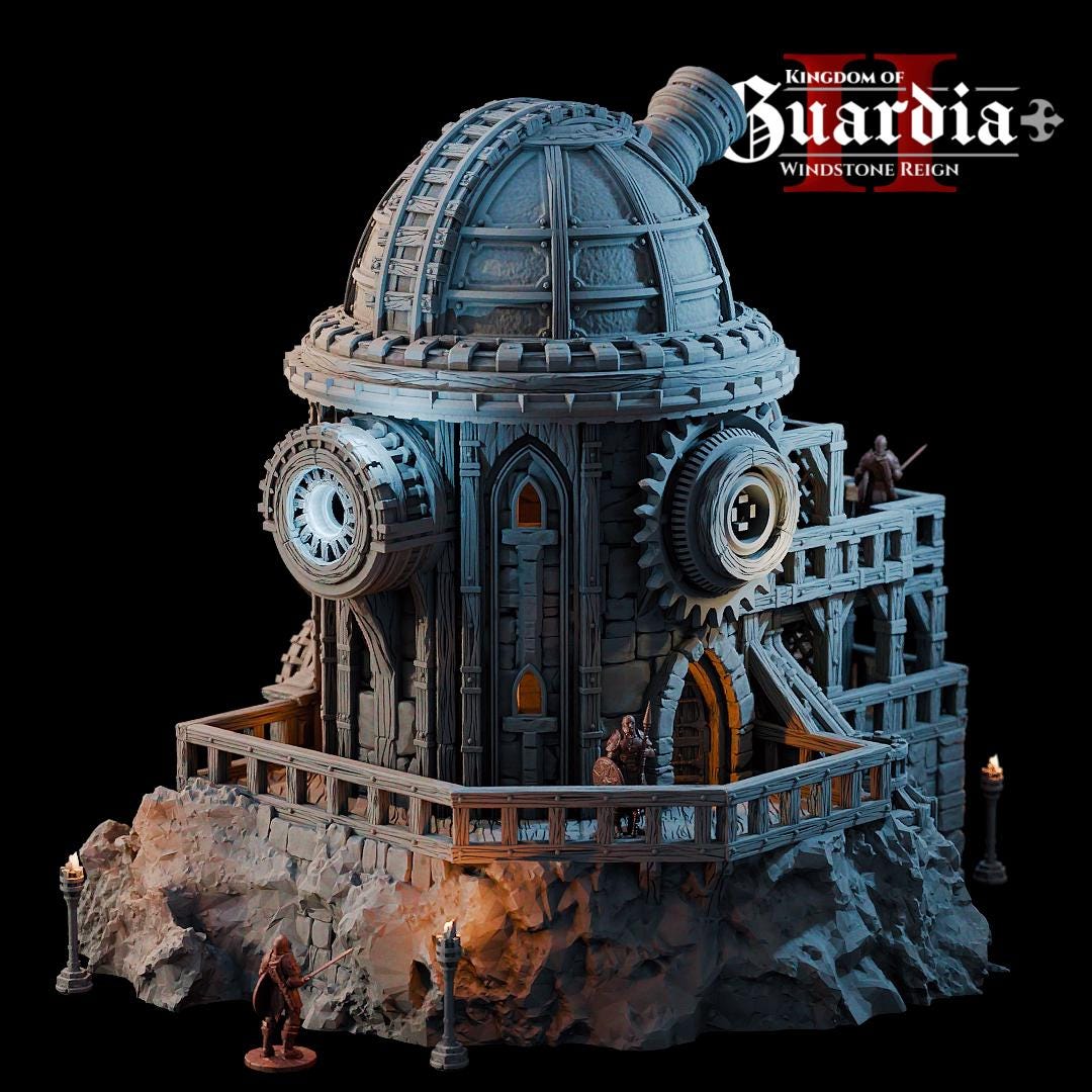 Observatory: Medieval Fantasy Observatory Tower Terrain Standard Tabletop Terrain, Gaming