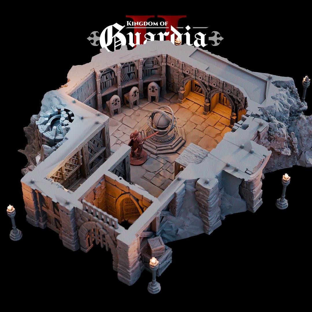 Observatory: Medieval Fantasy Observatory Tower Terrain Standard Tabletop Terrain, Gaming