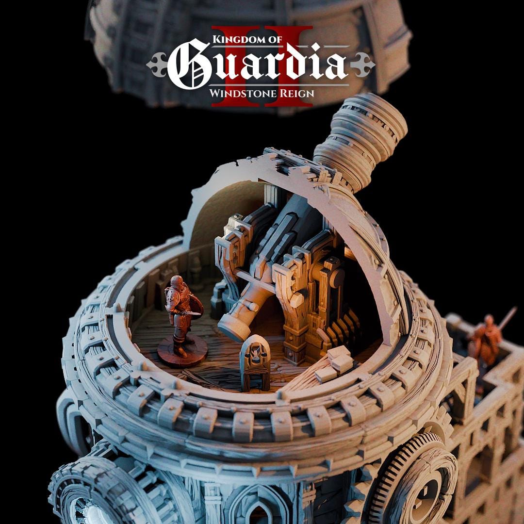 Observatory: Medieval Fantasy Observatory Tower Terrain Standard Tabletop Terrain, Gaming