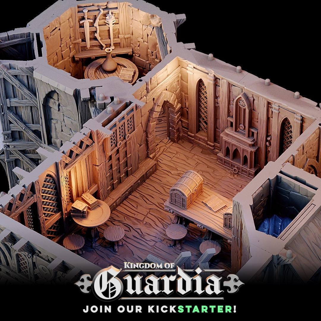 Merchant Gatehouse: Medieval Fantasy Fortress Gate Terrain Standard Tabletop Terrain, Gaming