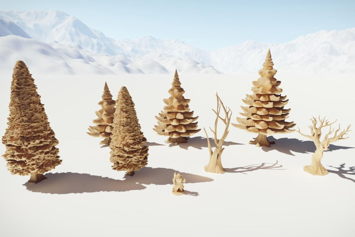Forest Mountain Trees: Wilderness Evergreen Terrain Standard Tabletop Terrain, Gaming