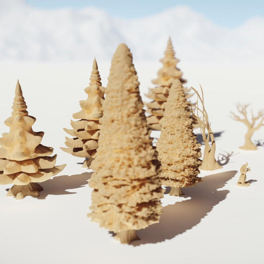 Forest Mountain Trees: Wilderness Evergreen Terrain Standard Tabletop Terrain, Gaming