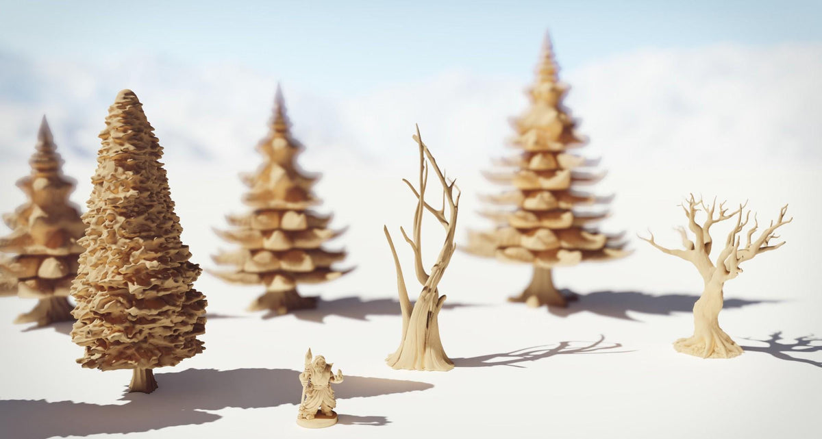 Forest Mountain Trees: Wilderness Evergreen Terrain Standard Tabletop Terrain, Gaming