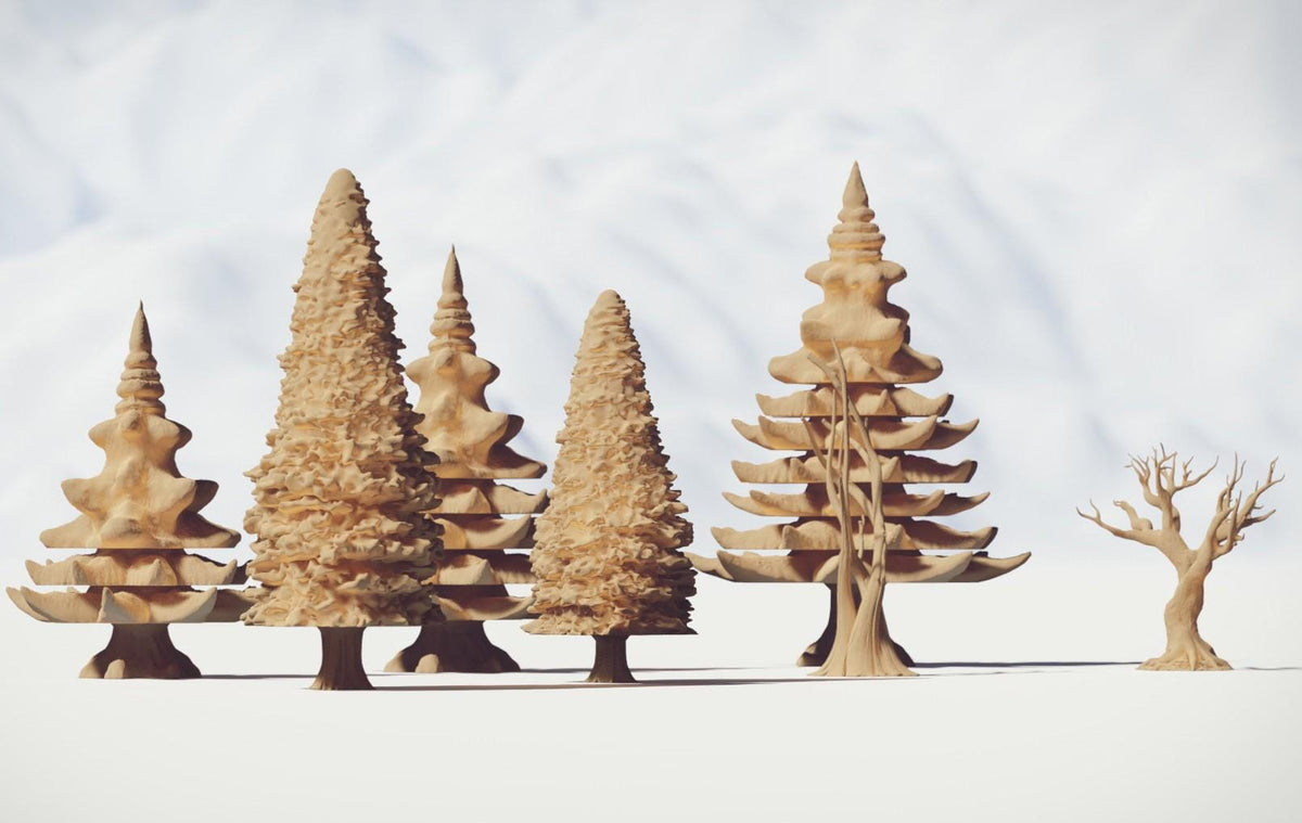 Forest Mountain Trees: Wilderness Evergreen Terrain Standard Tabletop Terrain, Gaming