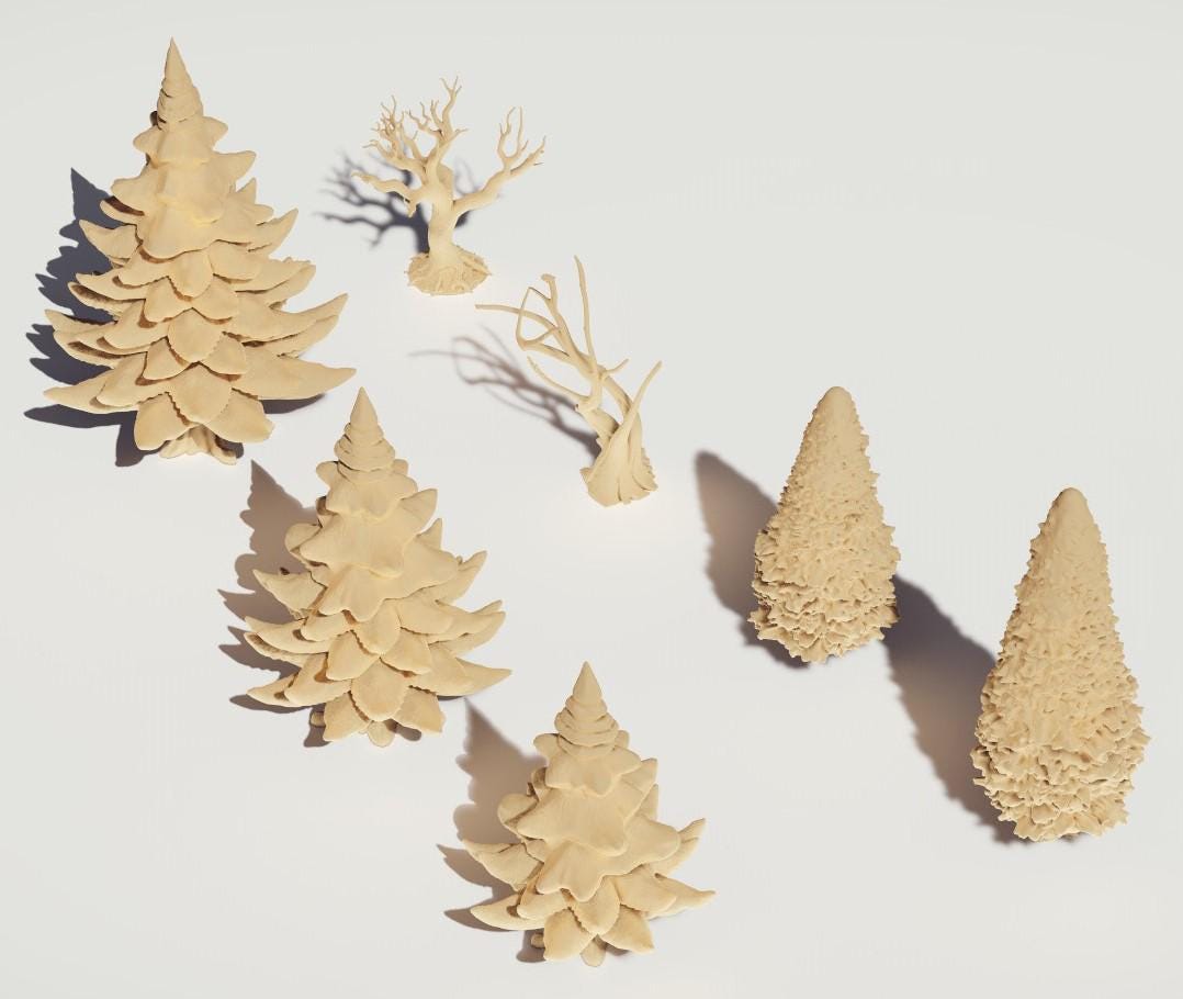 Forest Mountain Trees: Wilderness Evergreen Terrain Standard Tabletop Terrain, Gaming