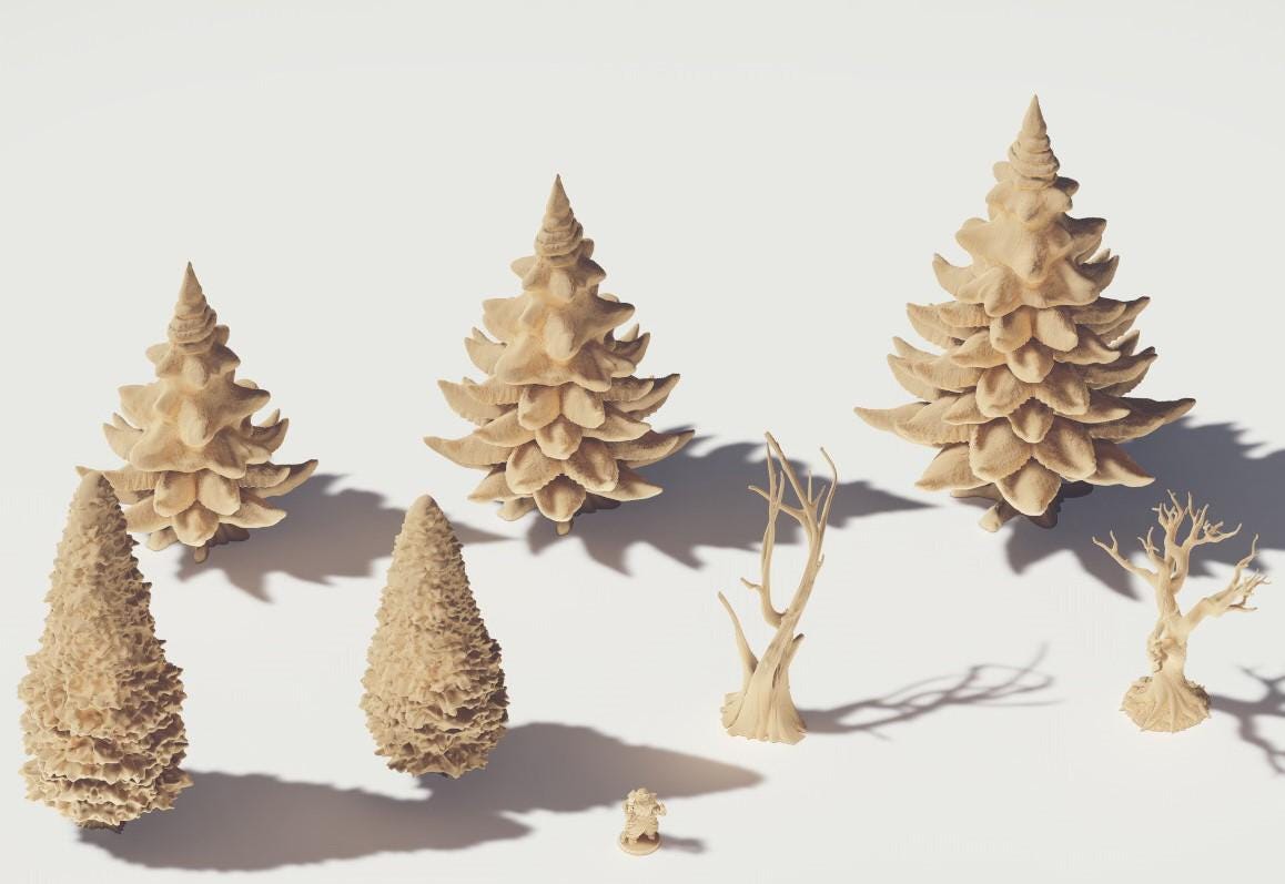 Forest Mountain Trees: Wilderness Evergreen Terrain Standard Tabletop Terrain, Gaming