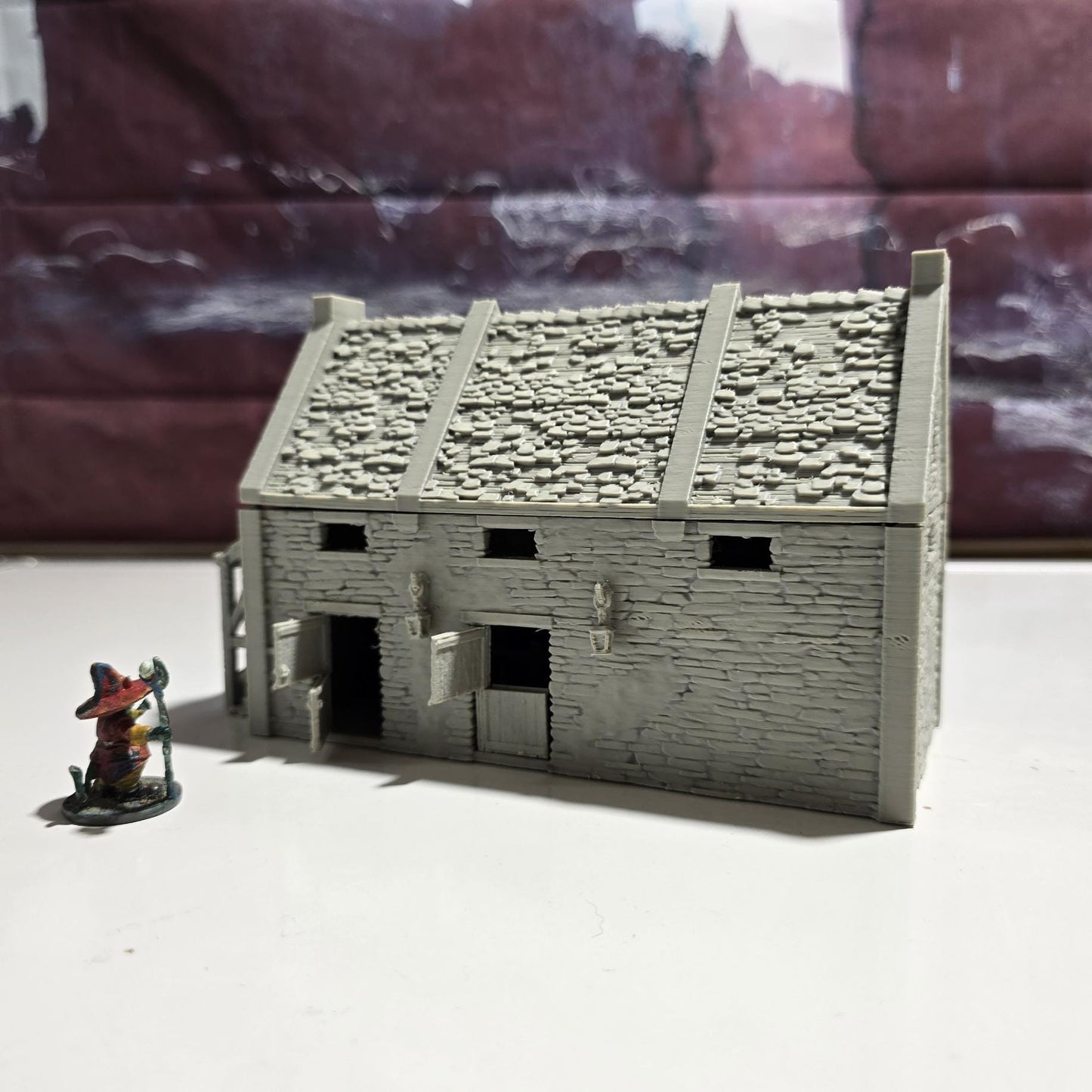 28mm Colonial Cattle Shed | 3D Printed Barn Terrain for Tabletop Games & Dioramas | Unpainted Farm Building