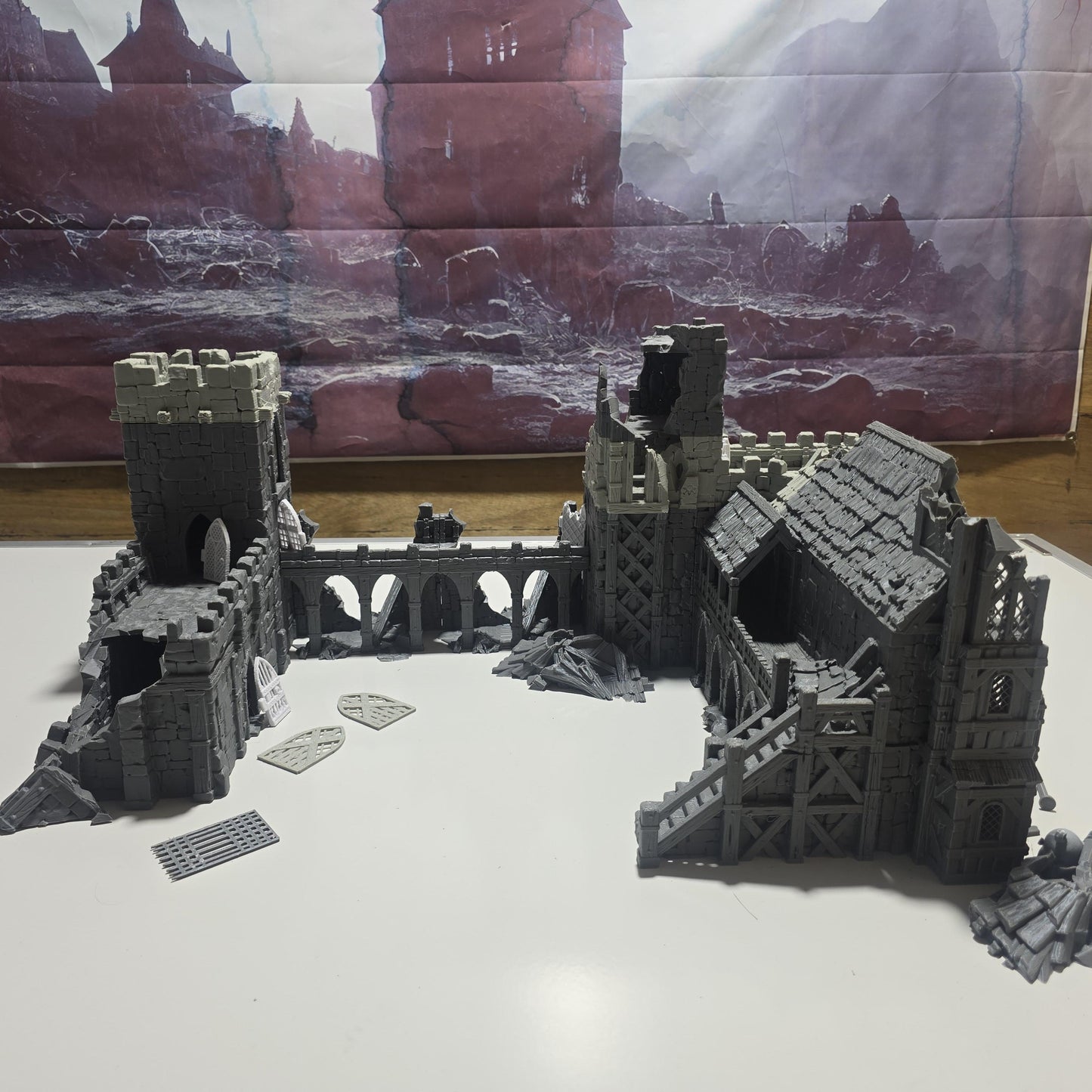 The Fall of Guardia: Ruined Barracks & Bell Tower 28MM Tabletop Terrain, Model Railroading, Gaming