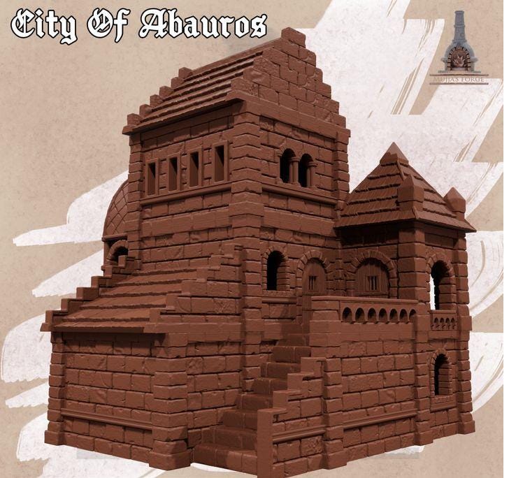 City of Abauros House 4 – 28 mm 3D Printed Unpainted PLA Building Terrain for Tabletop RPGs, DnD, Pathfinder & Wargaming