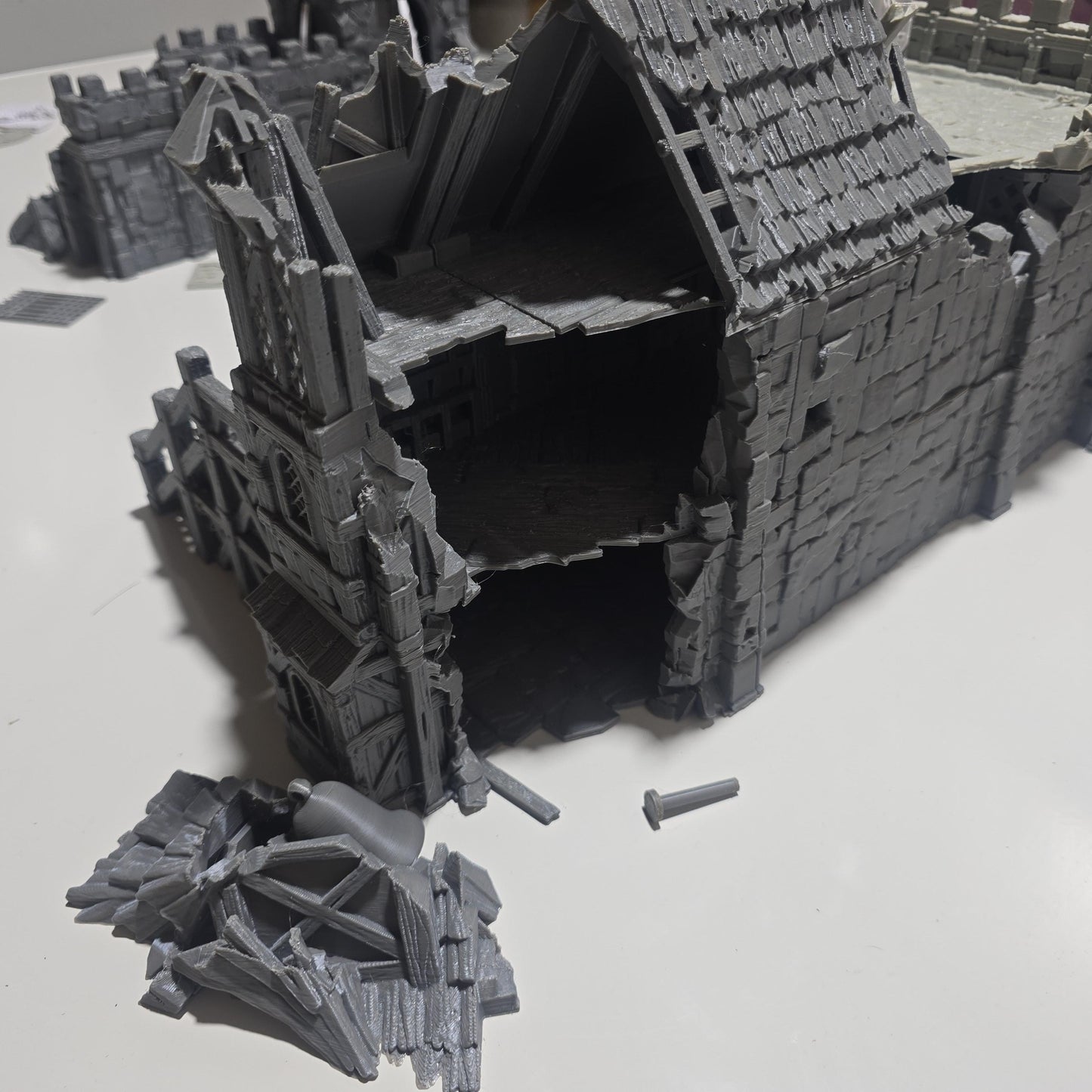 The Fall of Guardia: Ruined Barracks & Bell Tower 28MM Tabletop Terrain, Model Railroading, Gaming