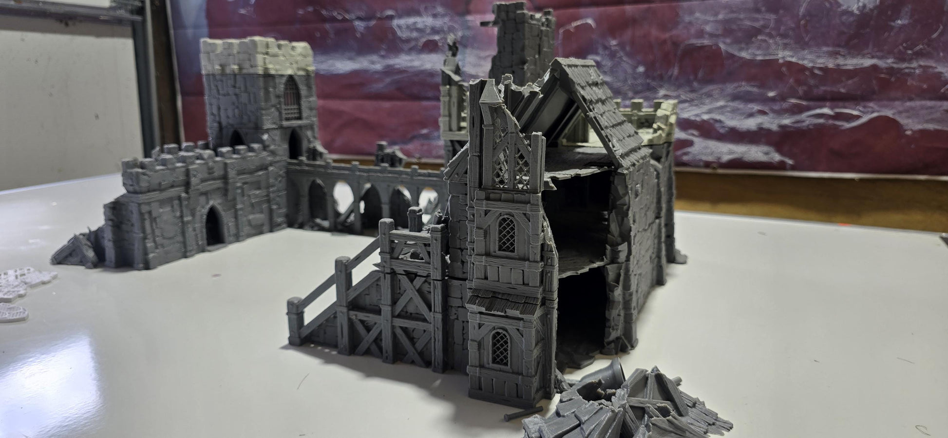 The Fall of Guardia: Ruined Barracks & Bell Tower 28MM Tabletop Terrain, Model Railroading, Gaming