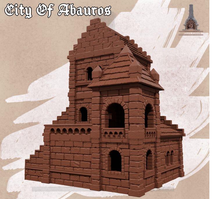 City of Abauros House 4 – 28 mm 3D Printed Unpainted PLA Building Terrain for Tabletop RPGs, DnD, Pathfinder & Wargaming