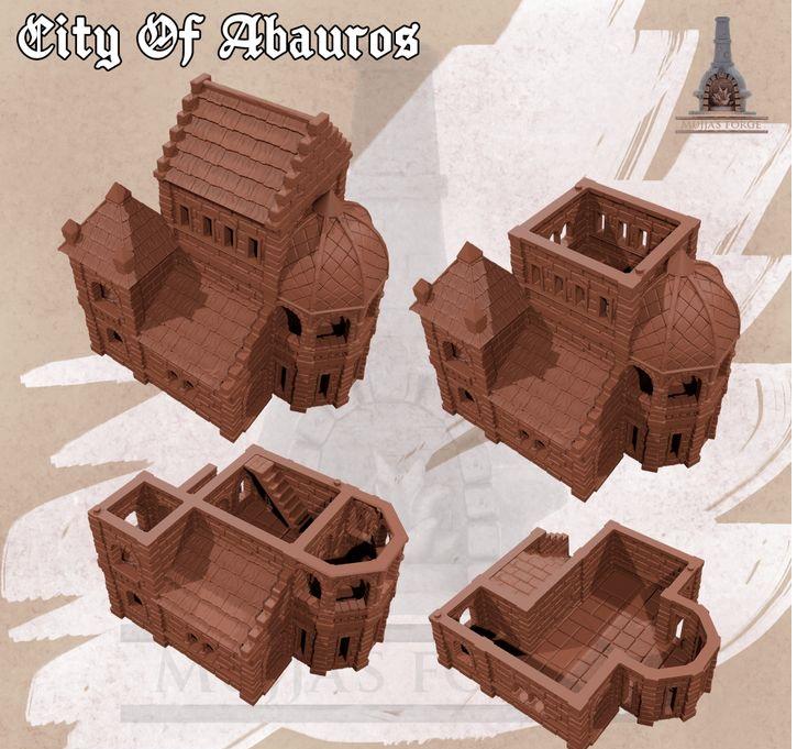 City of Abauros House 4 – 28 mm 3D Printed Unpainted PLA Building Terrain for Tabletop RPGs, DnD, Pathfinder & Wargaming