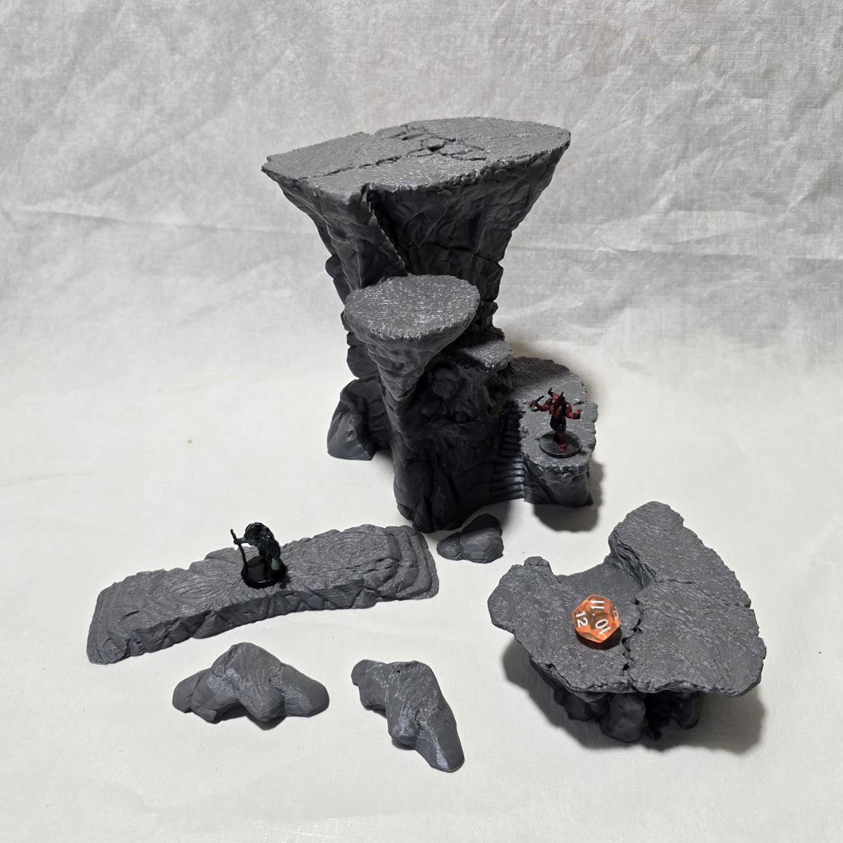 Highmarch Crags Cliff Set – 28 mm Cliff & Rock Set – 3D Printed Unpainted PLA Terrain for Tabletop RPGs, DnD