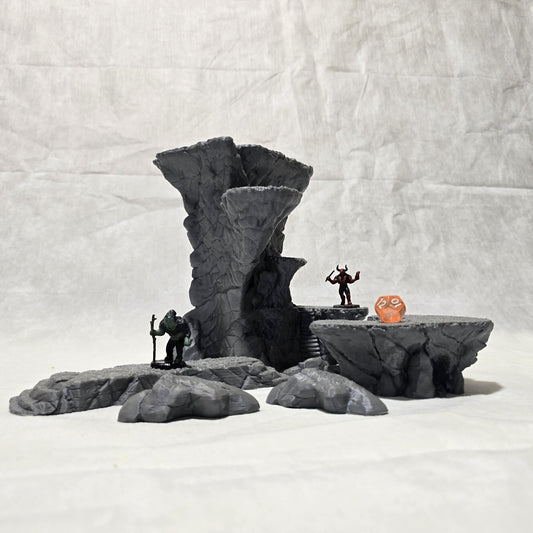 Highmarch Crags Cliff Set – 28 mm Cliff & Rock Set – 3D Printed Unpainted PLA Terrain for Tabletop RPGs, DnD