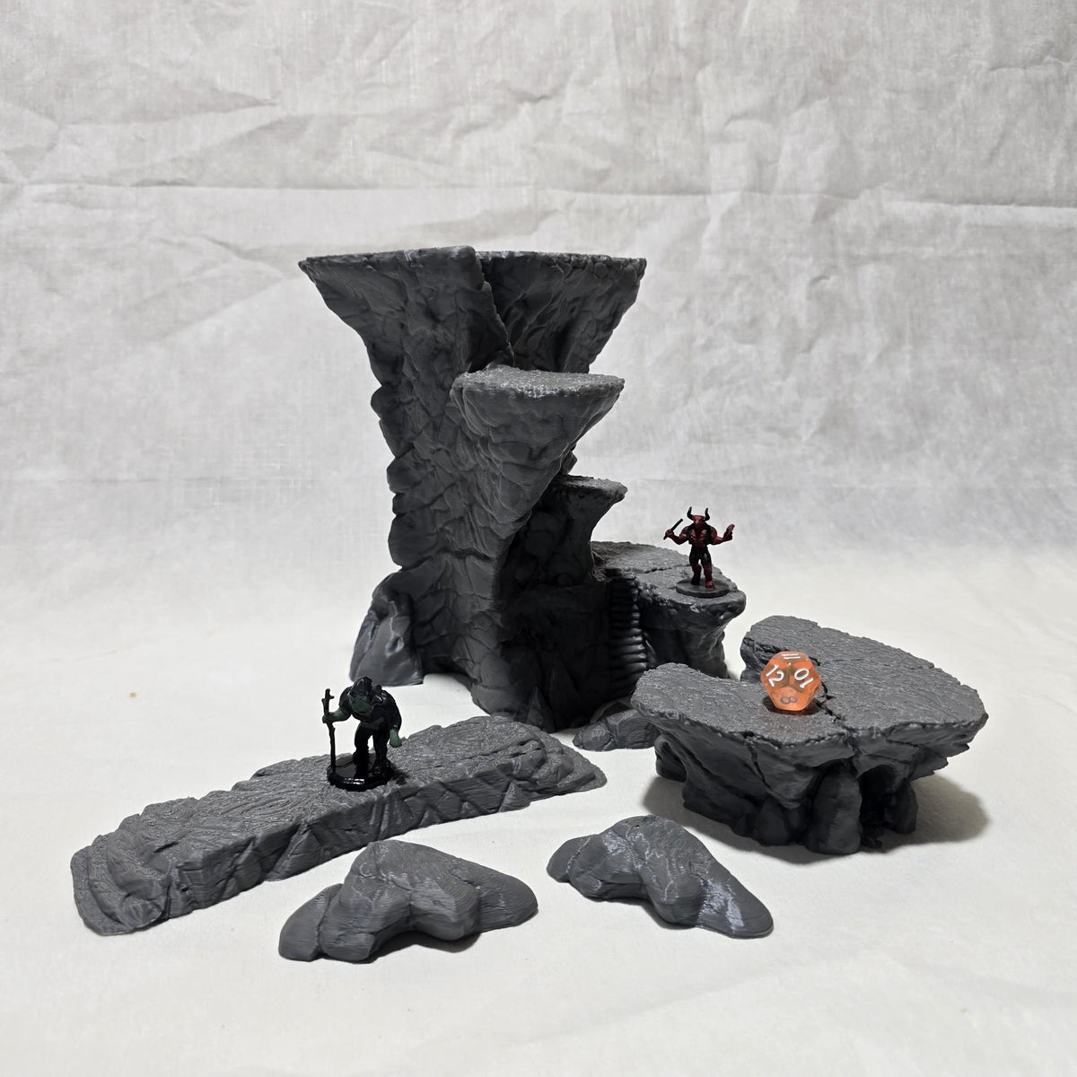 Highmarch Crags Cliff Set – 28 mm Cliff & Rock Set – 3D Printed Unpainted PLA Terrain for Tabletop RPGs, DnD