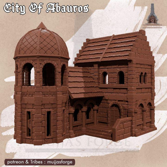Observatory Hall 6 - City of Abauros – 28mm Fantasy Stone Structure, 3D Printed Unpainted PLA Terrain