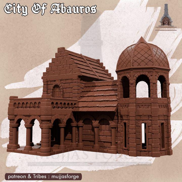 Observatory Hall 6 - City of Abauros – 28mm Fantasy Stone Structure, 3D Printed Unpainted PLA Terrain