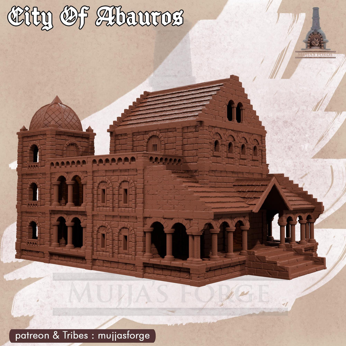 Grand Tribunal 7 - City of Abauros – 28mm Fantasy Stone Structure, 3D Printed Unpainted PLA Terrain