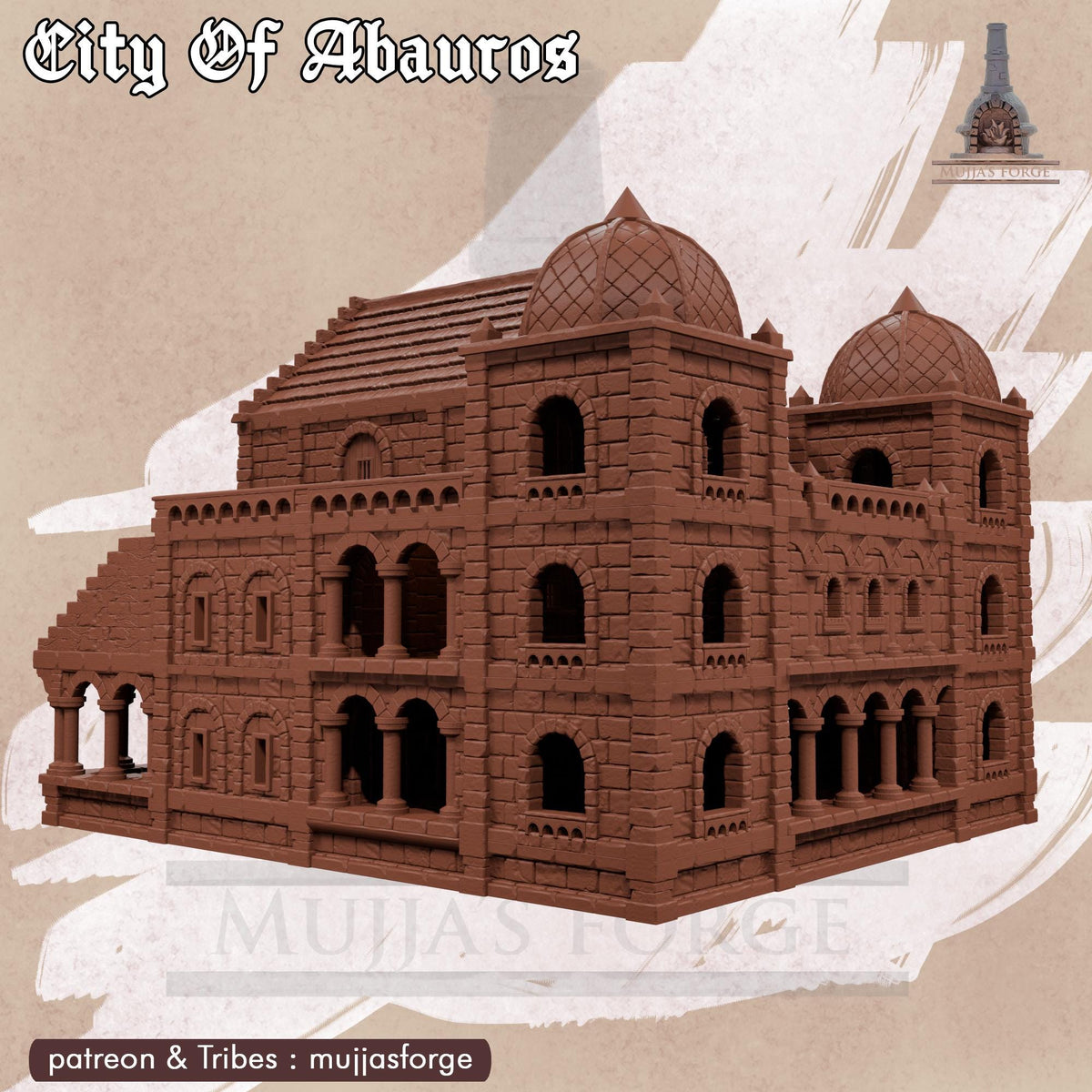 Grand Tribunal 7 - City of Abauros – 28mm Fantasy Stone Structure, 3D Printed Unpainted PLA Terrain